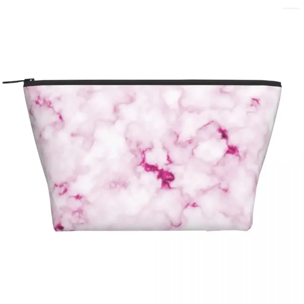 Sacos cosméticos personalizados saco de viagem de mármore rosa feminino textura luxuosa maquiagem organizador de higiene pessoal senhora beleza armazenamento dopp kit