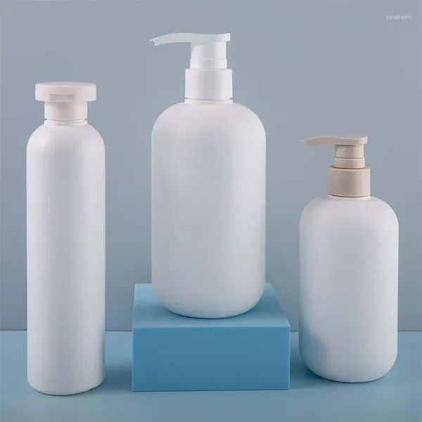 Garrafas de armazenamento 300ml/500ml branco vazio bomba de plástico loção shampoo garrafa cosméticos de alta qualidade cabeça acrílica recarregável