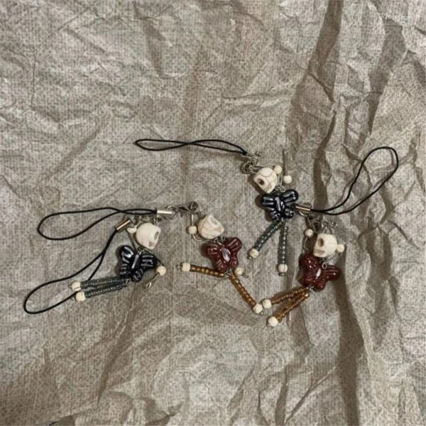 Halskette-Ohrringe-Set, modisches Skelett-Schmetterlings-Harzperlen- und Handyband, einzigartiger Schmuck