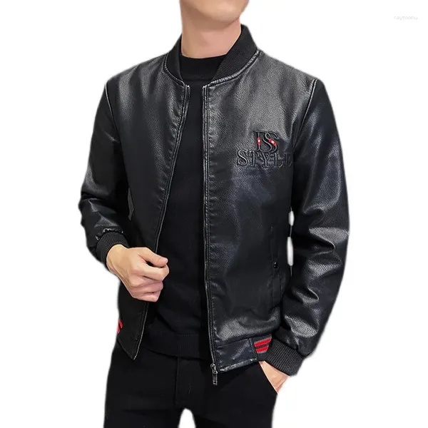 Мужские куртки кожаные мужчины весна и осенняя корейская версия Slim-Fit Motorcycle Jacket Casual