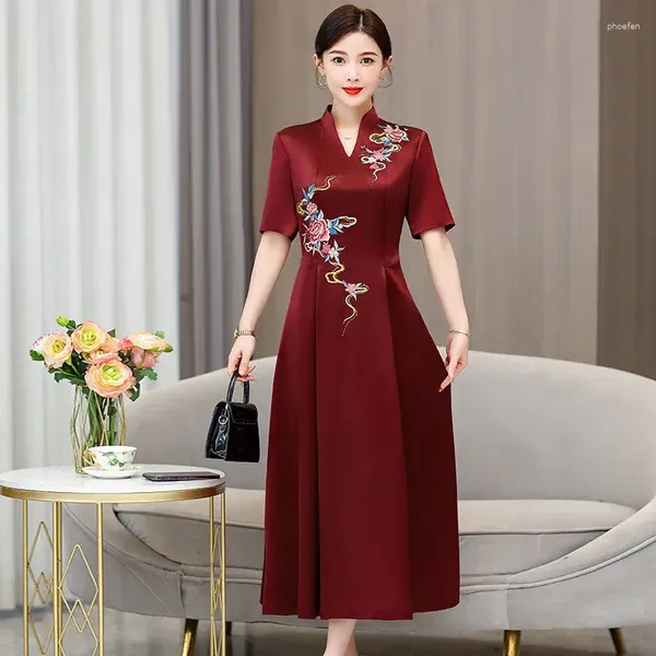 Roupas étnicas Yourqipao Mãe da Noiva Vestidos de Casamento Mulheres Chinesas Cheongsams Vestidos de Noite Brial Party Guest Dress Qipao