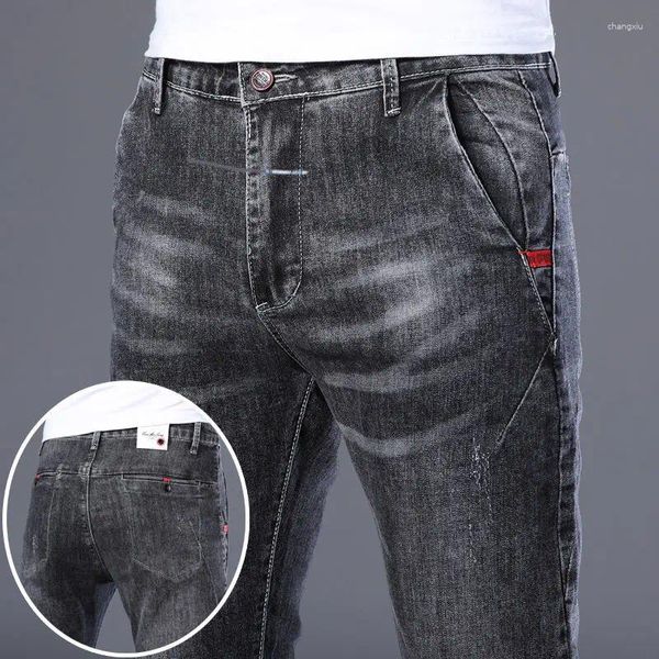 Jeans masculinos chegada magro estiramento denim para primavera outono casual desgaste estilo coreano roupas de luxo designer calças de algodão