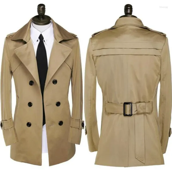 Casacos de Trench Masculinos Khaki Designer Slim Double Breasted Casaco Homens Overcoat Manga Longa Mens Roupas Moda Negócios S - 9XL