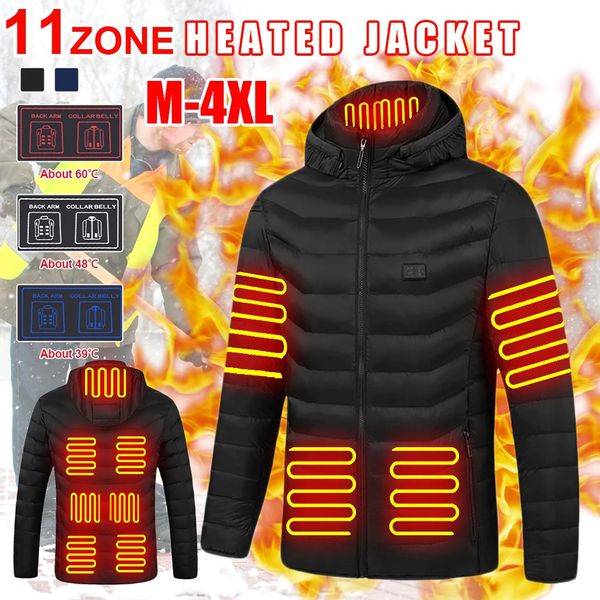 Giacche da esterno Felpe con cappuccio 15 Zone Hot USB Abbigliamento sportivo invernale da uomo caldo elettrico Gilet 231026