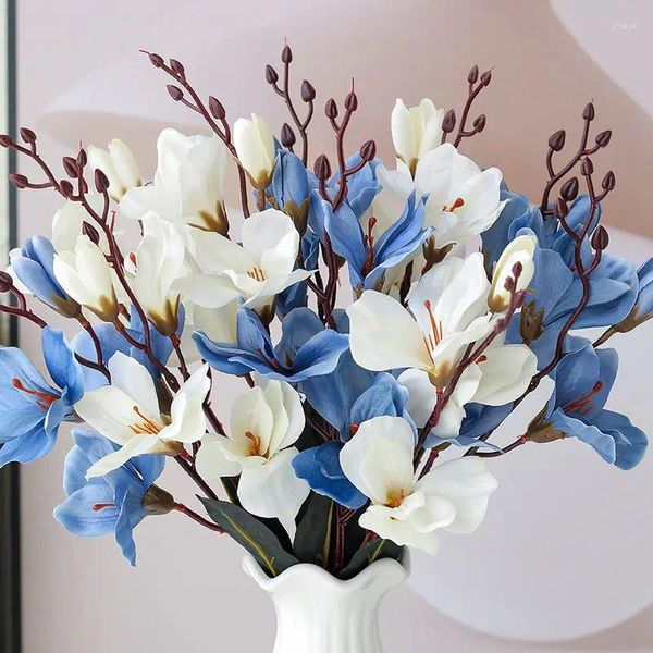 Fiori decorativi Artracyse 1PC Magnolia Fiore Simulazione Ringraziamento Bouquet a mano Seta finta Amicizia eterna