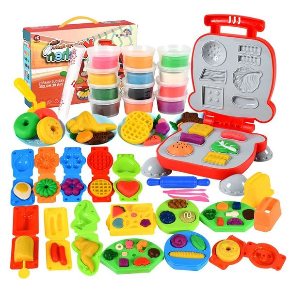 Tonteig Modellierung Kinder DIY Küche Tonspielzeug Hamburger Nudelmaschine Plastilin Formwerkzeug Kreative Herstellung von Lebensmittelspielzeug für Kinder Mädchen Geschenk 231026