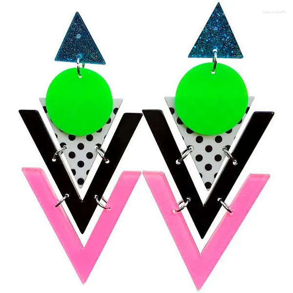 Висячие серьги FishSheep, модные треугольные разноцветные акриловые длинные серьги для женщин, большие висячие серьги с геометрическим узором из смолы, ювелирные изделия 2023