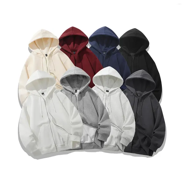 Erkek Hoodies Sonbahar ve Kış Düz Renkli Ceket Kapşonlu Casual Ceket Gençlik Spor Süveteri