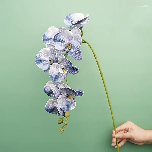 Dekorative Blumen, 98 cm, künstliche Orchidee, 9 Zinken, Silikon, 3D-Druck, Schmetterling, Hochzeitskleid, Pografie, Heimdekoration