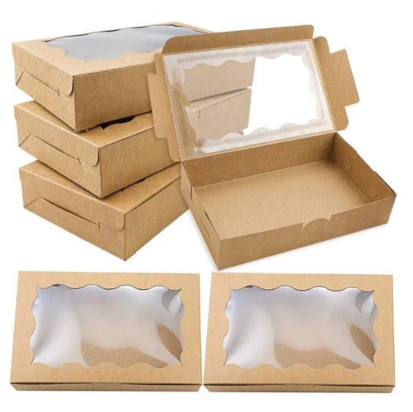 Kraftpapier DIY Geschenkbox mit Fenster Hochzeit Geburtstag Party Dekoration Kuchen Verpackung Box Event Party Geschenkbox