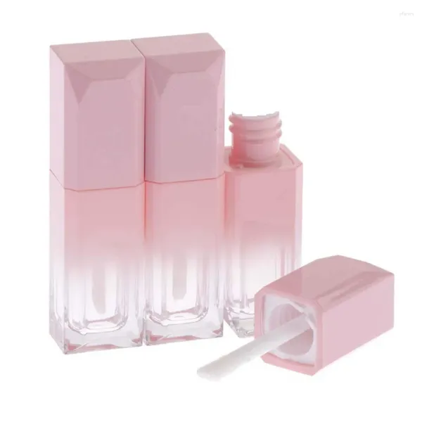 Garrafas de armazenamento 10pcs 5ml Mini Gradiente Rosa Lip Gloss Tubos Vazios Recarregáveis Recipiente Esmalte Tubo com Varinha Silicone Ferramenta Portátil