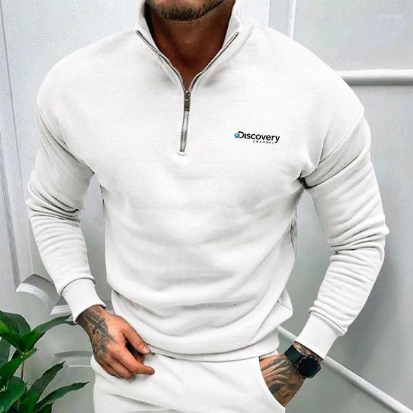 Hoodies masculinos na moda estilo americano minimalista outono e inverno pelúcia resistente lapela com zíper camisola jaqueta tamanho solto