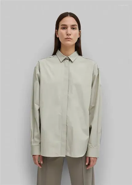 Женские блузки Тотем женская рубашка высокого качества однотонная полосатая с длинным рукавом модный брендовый топ осень-весна свободный