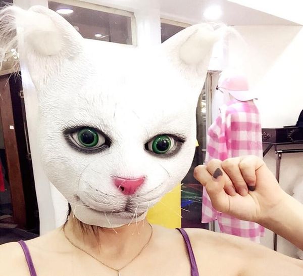 Engraçado Halloween Bonito Realista Gato Máscara de Látex Adulto Rosto Cheio Máscara de Látex Halloween Masquerade Cosplay Party Mask9336246