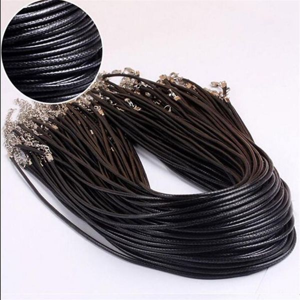 Estilo de moda 100 peças de couro preto 1 5mm cordão colar com fecho lagosta amuletos joias presente - Gift197f