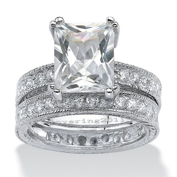 Choucong Антикварная огранка «Принцесса» с камнем 5 карат и бриллиантом из белого золота 14 карат, обручальное кольцо с наполнителем, комплект размеров 5-11305 м