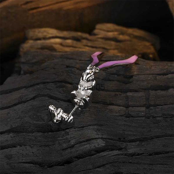 Stud 1 Pcs 925 Sterling Silver Long Ear Rabbit Brincos para Mulheres Luz Luxo Único Traseiro Pendurado Personalidade Jóias YQ231026