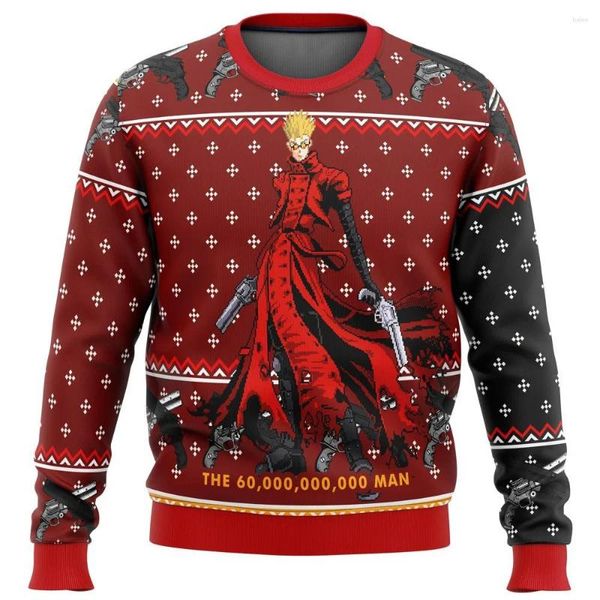 Moletons masculinos Trigun Vash The Stampede Feio Suéter de Natal Presente Papai Noel Pulôver Masculino Moletom 3D e Top Outono Inverno Roupas