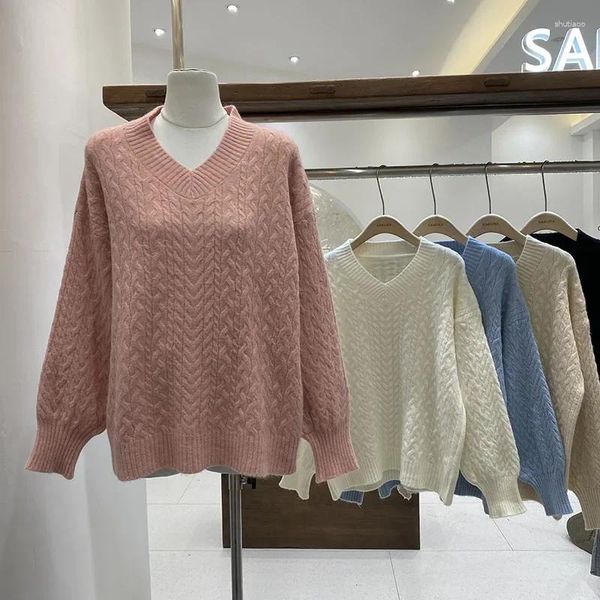 Maglioni da donna filo di vite lavorato a maglia autunno inverno per donna Casual Femme Pullover Chic maglione da donna a maniche lunghe stile pigro Dropship