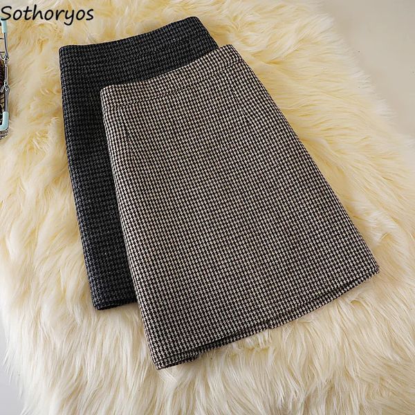 Gonne Pied De Poule Donne Spesse Classico Tenero Signore OL Semplice Chic Accogliente Vita Alta Gonna Hipskirt Mini Plaid Elegante Autunno Inverno Ins 231025