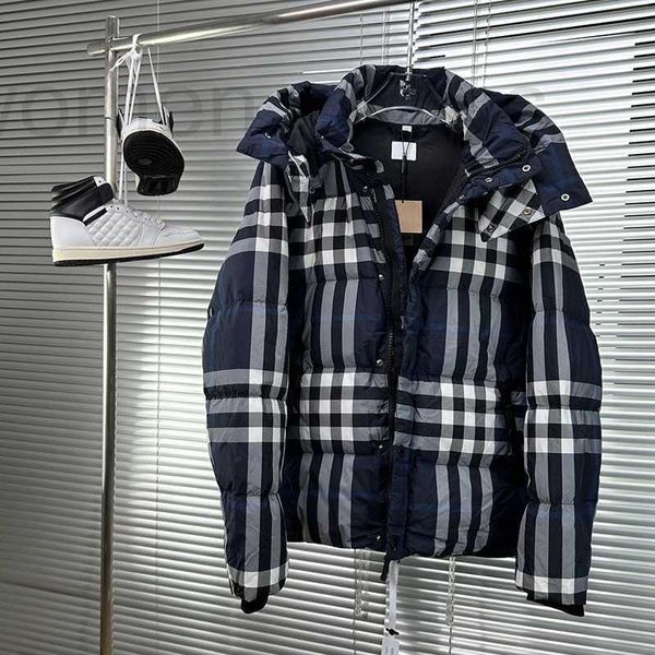 Masculino Down Parkas Designer BBR2023 NOVO JACELA PLAID AZUL AZUL WINTRO com padrão para homens e mulheres de luxo de luxo de luxo