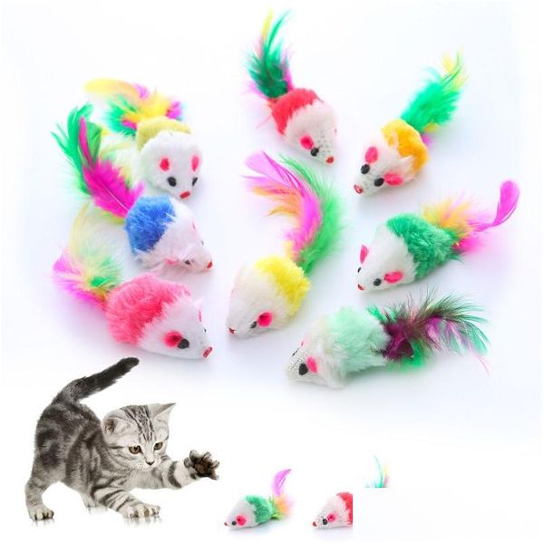 Giocattoli per gatti Giocattoli per gatti Peluche Mouse Simation Mouse per gatti Cani Divertente Feathercat Giocattolo Giardino domestico Forniture per animali Forniture per gatti Dhg9S