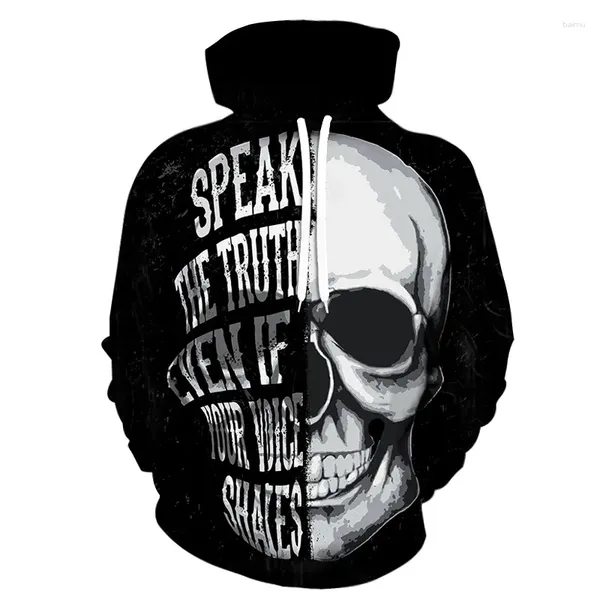 Hoodies masculinos Halloween 3D Impressão Horror Carta Crânio Padrão Moletom Com Capuz Moda Hip Hop Pulôver E Moletom Feminino Tops