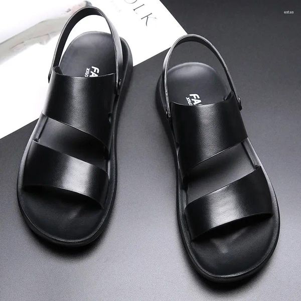 Sandali 2023 moda estiva da uomo scava fuori scarpe casual in vera pelle comode e fresche da spiaggia