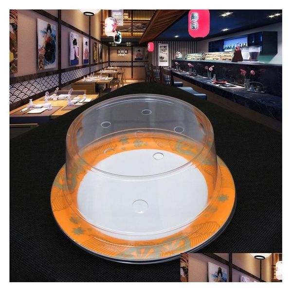 Outras ferramentas de cozinha 500 pcs tampa de plástico para prato de sushi buffet correia transportadora reutilizável placa de bolo transparente comida er restaurante accessor dh3zm