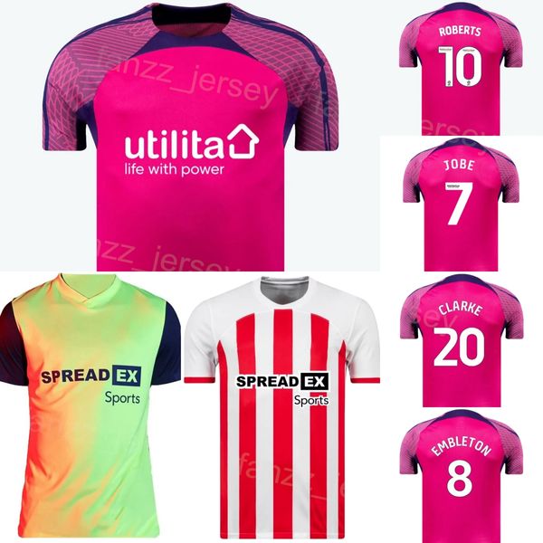 Club Team 2023-24 Sunderland Soccer Jersey 20 Jack Clarke 17 Abdoullah Ba 24 Daniel Neil 7 Jobe Bellingham 1 Anthony Patterson Camisa de futebol Kits Verde Rosa Vermelho