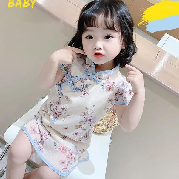 Ethnische Kleidung 2023 Mädchen Cheongsam Rock Baby Chinesischen Stil Hanfu Kleidungsstück Niedlichen Sommer Kinder Tang-anzug Retro Prinzessin Kleid