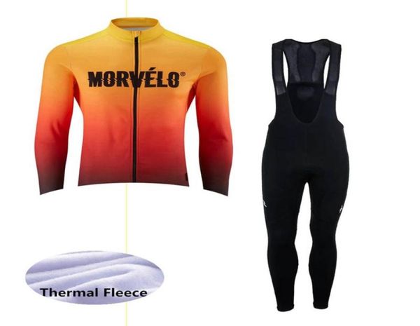 Radtrikot Morvelo Winter Thermal Fleecehombre langarm Pro RadtrikotBycle Trägerhose lange Hosen Sets Winter-Radsportbekleidung 89686778