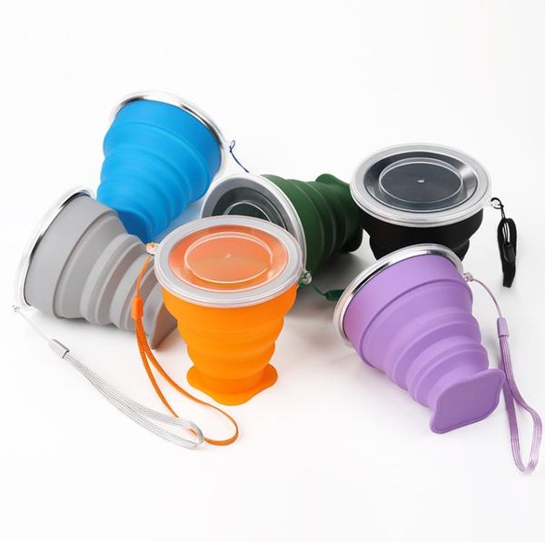 Складные чашки для питья, портативные силиконовые выдвижные чашки, складные телескопические бутылки с водой для путешествий, кемпинга, SN5305