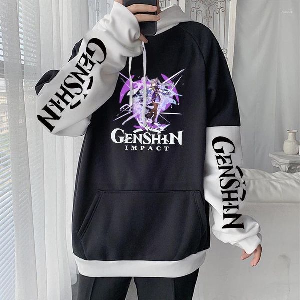 Felpe con cappuccio da uomo Gioco divertente Genshin Impact Felpa con cappuccio stampata Donna Estetica Keqing Cartoon Streetwear Autunno Casual Uomo unisex Harajuku