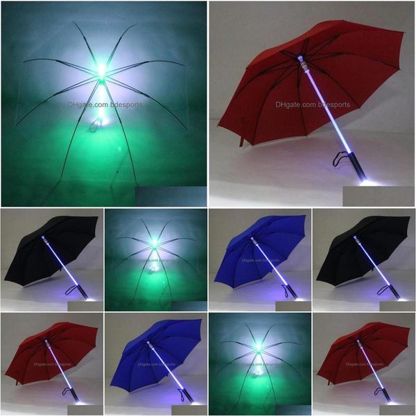 Зонты 7 Led Light Sabre Up Umbrella Laser Sword Golf Изменение на валу/встроенный фонарик Flash Drop Доставка Дом Сад Housekee Dhwcl