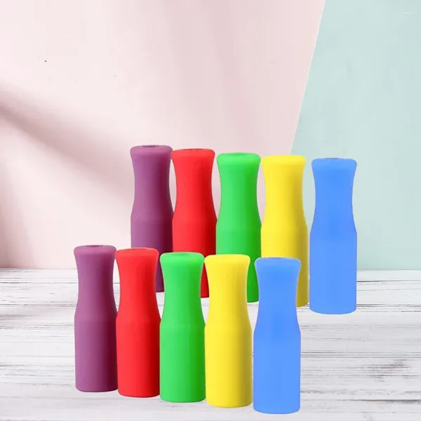 Bicchieri usa e getta Cannucce 25 pezzi Punte di cannuccia in silicone Coperture multicolori per uso alimentare (colore casuale)