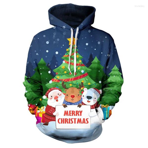 Felpe con cappuccio da uomo Abbigliamento natalizio per uomo Donna Anime Felpa con cappuccio cosplay di Babbo Natale Stampa 3D Pullover divertenti Ragazzo Ragazza Bambini Cartone animato Kawaii