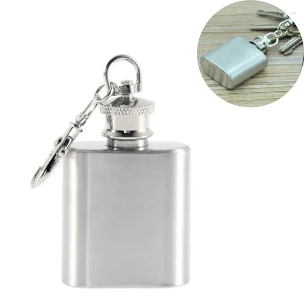 Hip Flasks 1 Unze tragbare Mini-Edelstahl-Alkoholflasche Alkoholflasche Reise Whisky Becher Aufbewahrung mit Schlüsselring