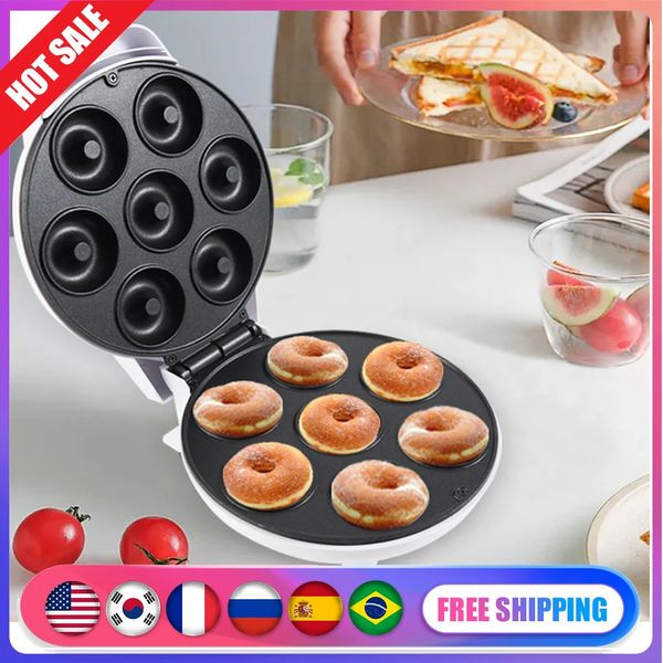 Outras ferramentas de cozinha 110240V Grill elétrico Donut Maker 7hole 1200W Máquina de pão portátil Aparelho antiaderente EUUS Plug Home Use 231026