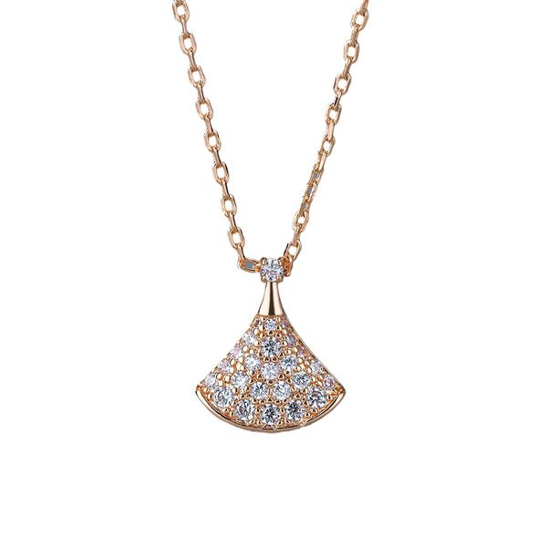 Ожерелье для женщин, дизайнерские ювелирные изделия, модное ожерелье с юбкой в форме веера, белое Fritillaria, розовое золото, простое ожерелье, копия издания