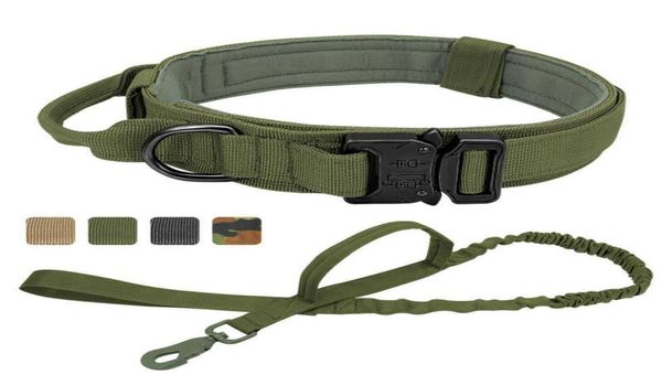 Coleira e trela para cães, conjunto de treinamento tático militar, coleiras para cães médios e grandes, alemanha, pastor, nylon, coleira elástica para cães x073581200