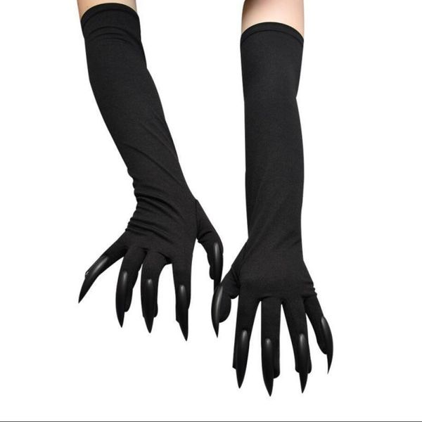 Legal luvas de halloween longo fantasma garra vestir-se luvas moda preto unhas longas cosplay halloween luvas engraçadas