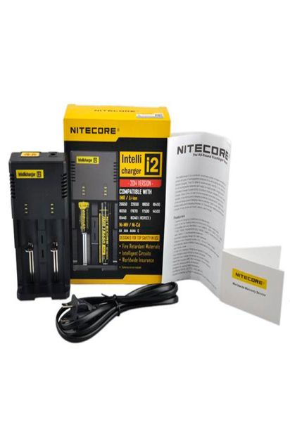 100% Original Nitecore I2 Carregador Universal para 16340 18650 14500 26650 Bateria EUA UE AU UK Pg 2 em 1 Carregadores de Bateria Intellicharger Authentic5803038