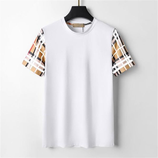Modedesigner-T-Shirts für Herren, modisch, lässig, 100 % Baumwolle, knitterfrei, schmal, mit Buchstaben-Kettendruck, Paare, Schwarz und W284L