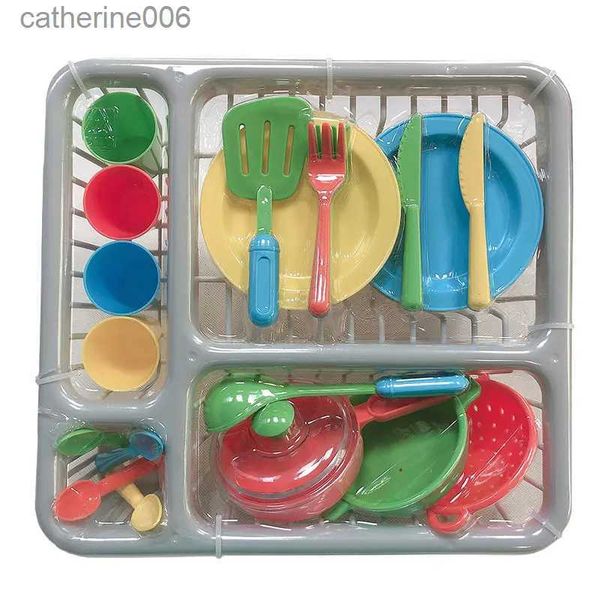 Cozinhas Jogar Comida Simulação Talheres Brinquedos de limpeza Cor criativa Faca Garfo Colher Prato Utensílios de cozinha Jogo de cozinha Pretend Play Children ToysL231027