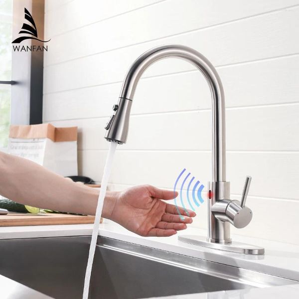 Küchenarmaturen Edelstahl Touch Control Smart Sensor Mixer Wasserhahn für herausziehbare Spültischarmaturen 1072