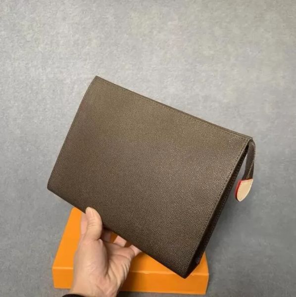 Borsa da viaggio per donna con stampa floreale bianca / marrone / rettangolare Borsa per il trucco da viaggio per uomo nuova borsa da lavaggio per uomo di alta qualità da 26 cm