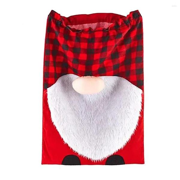 Decorações de natal sacos com cordão dos desenhos animados sobre tamanho saco de presente boneca sem rosto bolsa de armazenamento papai noel festival decoração