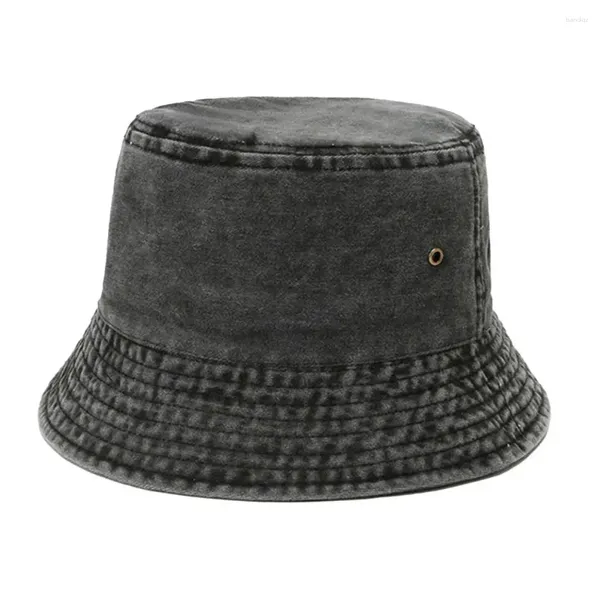 Berretti Cappello da pescatore vintage da donna Protezione solare Cappello piatto unisex con cappuccio in denim lavato anti-UV Copricapo per adulti