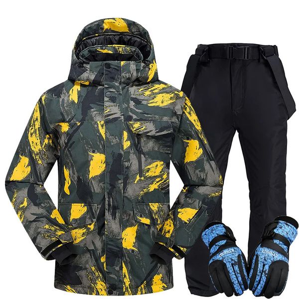 Tute da sci Tuta da sci invernale Uomo Termico impermeabile Abbigliamento antivento Giacca da neve Pantaloni Set Sci Tute da snowboard di alta qualità 231025